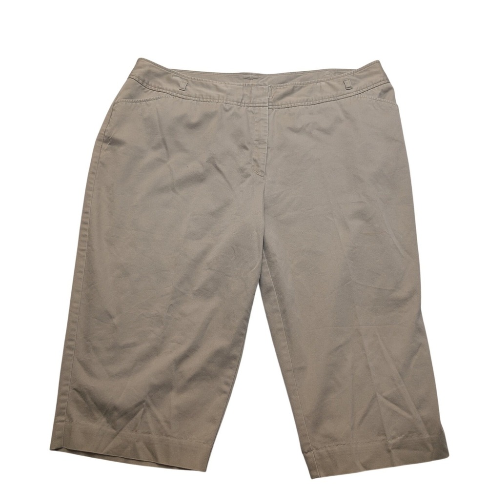 Worthington Capri Pants Woman 20W Tan Khaki Modern Fit Cropped Trousers Stretch